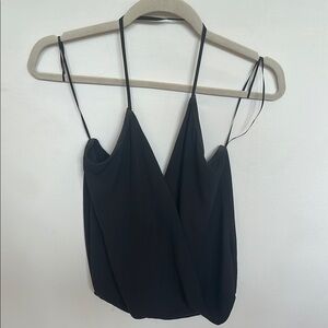 Olivaceous Black Asymmetrical Crop Camisole